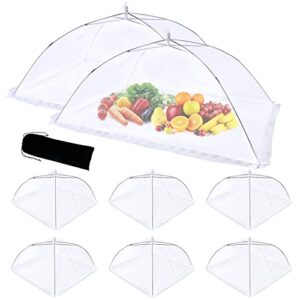 zmciner 8 pack food tents food covers for outside mesh screen include 2 extra large (40"x 24") & 6 standard (17"x 17") collapsible and reusable mesh food covers for outdoors, fruit cover