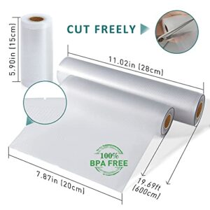 Food Vacuum Sealer Bags Rolls: 6"x20'x1Rolls and 8"x20'x2Rolls and 11"x20'x2Rolls Total 5 Pack Vacuum Sealer Rolls By YISH, Ideal for Food Saver, Seal a Meal, Great for Food Vac Storage or Sous Vide