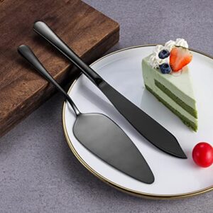 Black Cake Cutting Set with Luxury Gift Box，Stainless Steel Black Cake Pie Pastry Servers, Black Cake Serving Set, Elegant Cake Knife and Server Set Perfect For Wedding, Birthday, Parties and Events.