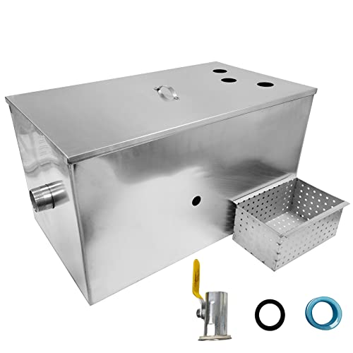 IHAYNER 40LBS Commercial Grease Traps Interceptor Grease Trap 20GPM Stainless Steel Grease Trap for Kitchen Restaurant