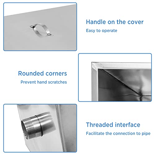 IHAYNER 40LBS Commercial Grease Traps Interceptor Grease Trap 20GPM Stainless Steel Grease Trap for Kitchen Restaurant