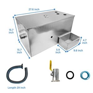 IHAYNER 40LBS Commercial Grease Traps Interceptor Grease Trap 20GPM Stainless Steel Grease Trap for Kitchen Restaurant