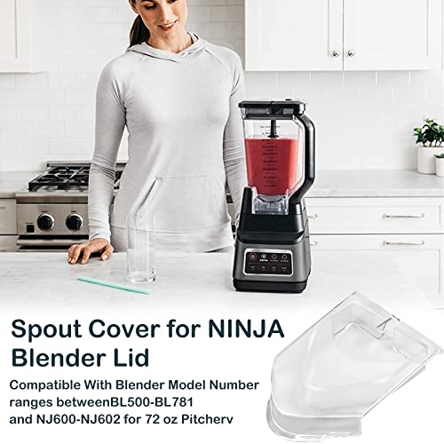 Spout Cover Replacement Compatible with Ninja Blender Replacement Parts, Pour Spout Cover Flap Lid for Ninja Blender Lid for 72 oz Pitcher, Compatible with Ninja Blenders BL500-bl781 and NJ600-nj602