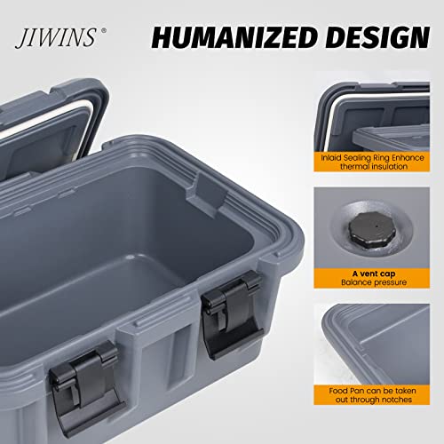 Jiwins Insulated Food Pan Carrier, Top-Load Food Pan Carrier, Stackable, for Restaurant Canteen, Gray, Suitable for 8" Deep Pans