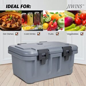 Jiwins Insulated Food Pan Carrier, Top-Load Food Pan Carrier, Stackable, for Restaurant Canteen, Gray, Suitable for 8" Deep Pans