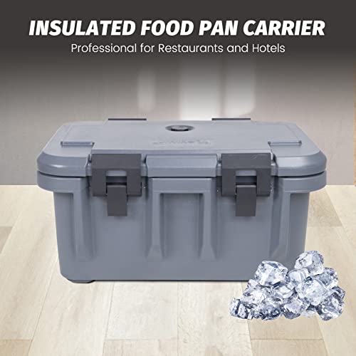 Jiwins Insulated Food Pan Carrier, Top-Load Food Pan Carrier, Stackable, for Restaurant Canteen, Gray, Suitable for 8" Deep Pans