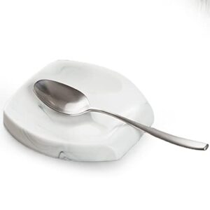 getstar ceramic spoon rest for stove top, large spoon holder for kitchen counter, dishwasher safe, marble decor finish