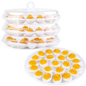 haksen 3pcs deviled egg containers with lid, clear deviled egg platter egg carrier egg holder deviled egg keeper easter thanksgiving party home kitchen supplies