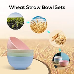 Numkey Set of 4 Wheat Straw Bowls 60 oz, Salad bowls, Unbreakable Large Cereal Bowls, Oversized Lightweight soup Bowl Dishwasher & Microwave Safe BPA Free Cereal Bowls for kitchen (Multicolor)