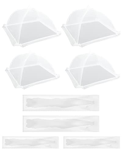 Comforer 4 Pack Food Cover Mesh Food Tent, 2 * 17 Inches and 2 * 14 Inches, Pop-Up Umbrella Screen Tents, Collapsible and Reusable Patio Net for BBQ, Picnics, Parties, Camping, Outdoor
