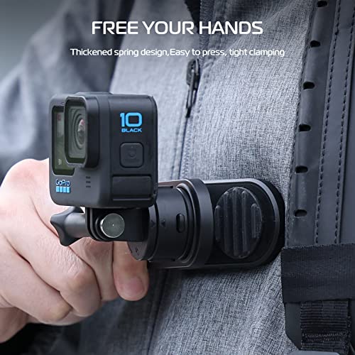 ULANZI Backpack Mount for Gopro, Go Quick II Magnetic Suction Clip Clamp Mount Quick Release Shoulder Strap Holder Universal Accessories for Gopro Max Hero 11 10 9 8 7 6 5 Black DJI Action