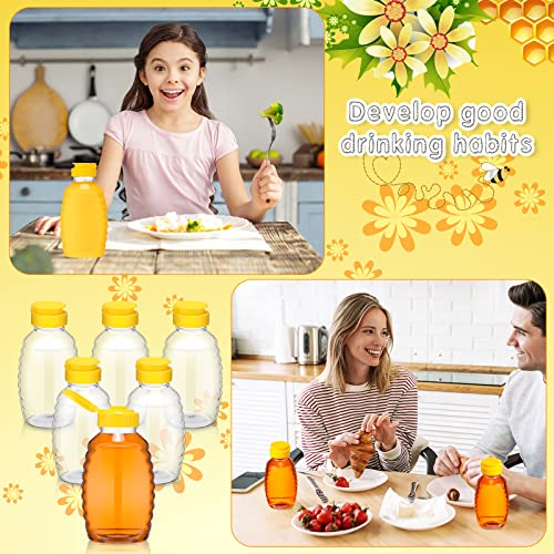 24 Pcs Clear Plastic Honey Bottles Plastic Skep Style Jar Honey Squeeze Bottle Empty Refillable Honey Dispenser with Flip Top Lids Leak Proof Honey Containers Holders for Storing and Dispensing (12oz)