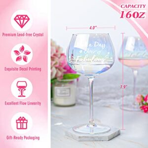 Birthday Gifts for Women - Wine Gifts, Unique Birthday Gifts for Wine Lovers,16 oz Iridescent Glass Gifts - Not a Day Over Fabulous Gifts for Women.