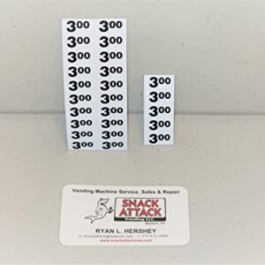 (25) Snack Vending Machine $3.00 / $3.25 Price Labels