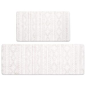 freshmint anti fatigue kitchen mats for floor 2 piece set, waterproof & non-skid boho kitchen rugs, cushioned kitchen mat for standing washable comfort desk kitchen runners, 17x30+17x47