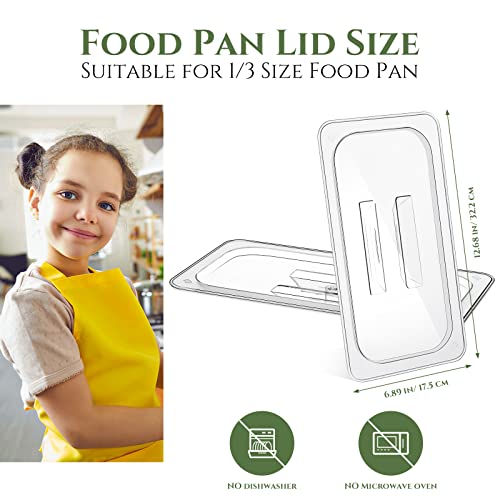 12 Pieces Polycarbonate Universal Handled Food Pan Lid Clear Food Pan Cover with Handle Restaurant Commercial Hotel Pan Lid for Fruits Vegetables Beans Corns (1/3 Size)