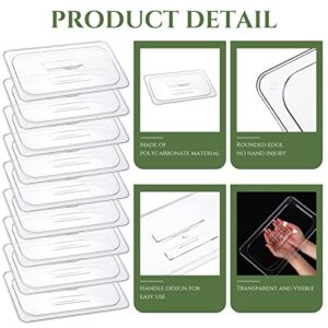 12 Pieces Polycarbonate Universal Handled Food Pan Lid Clear Food Pan Cover with Handle Restaurant Commercial Hotel Pan Lid for Fruits Vegetables Beans Corns (1/3 Size)