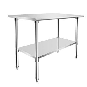kodom food prep stainless steel table 36" x 18", heavy duty workbench with adjustable under shelf, commercial worktable for kitchen, restaurant, home and hotel