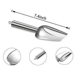 Metal Ice Scoop 5 Oz，Small Stainless Steel Ice scooper for Ice Maker Ice Bucket Kitchen Freezer Bar Party Wedding Pet Dog Food, Small ice scoop For Multi Purpose Use Dishwasher Safe