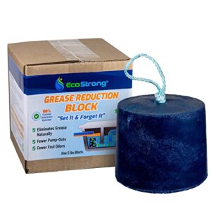 Eco Strong Commercial Grease Trap Treatment | Interceptor Grease Cleaner | Drop In Microbial Block Continually Digests Fats & Eliminate Odors (5 lbs)