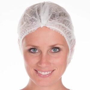 Disposable Bouffant Caps, 100 Pcs, 20 inches White Disposable Nonwoven Bouffant Caps Hair net Hair Sleeves with Swivel Side Headbands, Unisex, Perfect for Sleeping Hair Nets, Head Cover Food Service