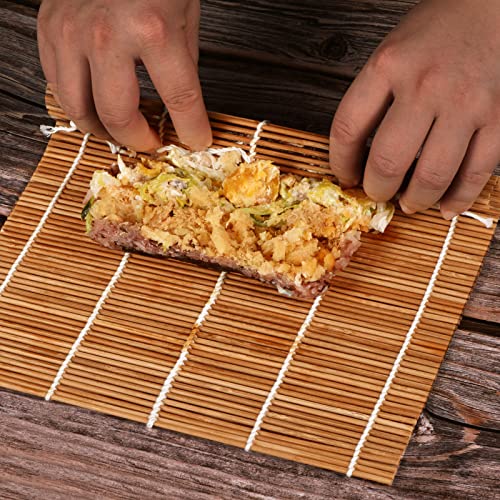 MIUQILAIY 9.5"x9.5"Bamboo Sushi Rolling Mat,kimbap roller(2 PCS)