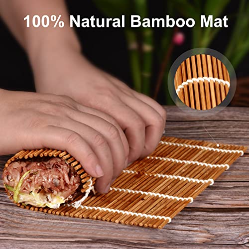 MIUQILAIY 9.5"x9.5"Bamboo Sushi Rolling Mat,kimbap roller(2 PCS)