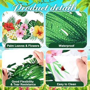 Tatuo Hawaiian Tablecloths Tropical Luau Table Covers Summer Party Decoration Palm Leaves Plastic Disposable Rectangular Aloha Tablecloth Large Tablecloth for Summer Cocktail Party Supplies (3 Pcs)