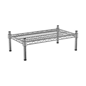 krollen industrial 14" x 24" nsf chrome wire stationary dunnage storage rack with 8" posts, ideal for commercial kitchen, home, garage, warehouse, shelters