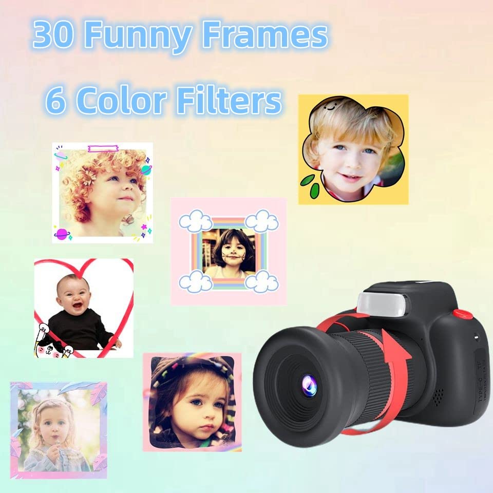 COSMER Kids DSLR Camera,Digital Video Camera for Kids with Rotable Zoom Lens,Best Christmas Birthday Gifts for 4 5 6 7 8 9 10 11Years Old Boys Girls,with 64G SD Card