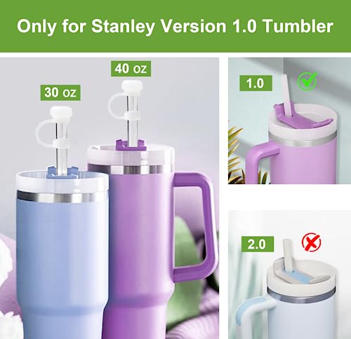 Silicone Spill Proof Stopper Set and Replacement Straws for Stanley H1.0 40oz 30oz Tumbler, Yoelike Reusable Clear Straws Leak Proof Straws Topper Accessories for Stanley Mug Cup