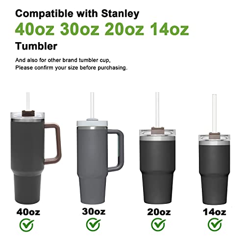 Silicone Spill Proof Stopper Set and Replacement Straws for Stanley H1.0 40oz 30oz Tumbler, Yoelike Reusable Clear Straws Leak Proof Straws Topper Accessories for Stanley Mug Cup