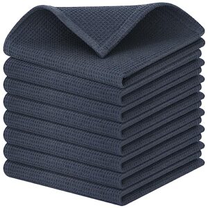 mordimy 100% cotton waffle weave dish cloths, 8-pack super soft and absorbent dish towels quick drying dish rags, 12 x 12 inches, dark grey