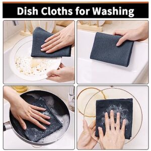 Mordimy 100% Cotton Waffle Weave Dish Cloths, 8-Pack Super Soft and Absorbent Dish Towels Quick Drying Dish Rags, 12 x 12 Inches, Dark Grey