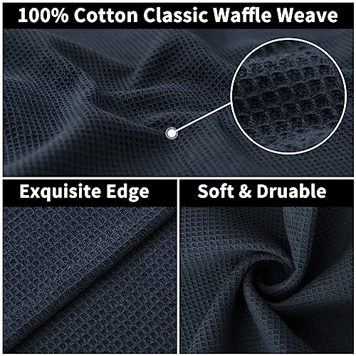 Mordimy 100% Cotton Waffle Weave Dish Cloths, 8-Pack Super Soft and Absorbent Dish Towels Quick Drying Dish Rags, 12 x 12 Inches, Dark Grey