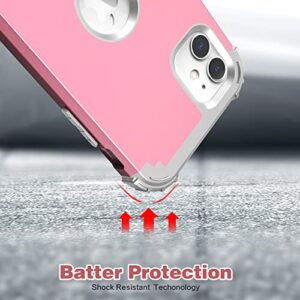 IDweel iPhone 11 Case with Screen Protector(Tempered Glass), Hybrid 3 in 1 Shockproof Slim Fit Heavy Duty Protection Hard PC Cover Soft Silicone Bumper Full Body Case,Pink/Light Grey