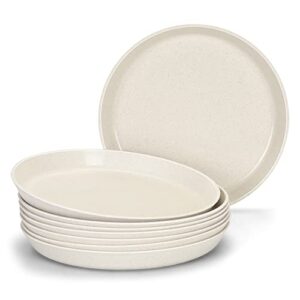homestockplus 9 inch dinner plates,bpa-free wheat straw plates,off white plate set dishwasher and microwave safe plates - set of 8 【non ceramic】