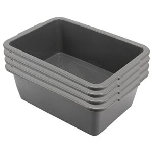 zoenhou 4 pack 13 l bus tubs plastic bus box, gray tubs commercial bus box, wash basin tote box for pantry washing dishes, 5 inch deep