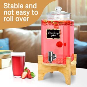 Drink Dispenser,Water Dispenser And Beverage Dispenser Stand(Natural Bamboo).Fit Max 8.66 Inch Glass Drink Dispenser,Water Jugs,Glass Water Pitcher.Ideal for Home, Parties, and Catering Events.