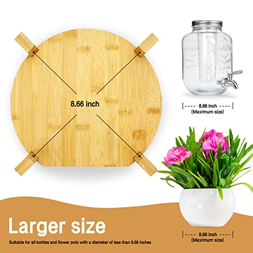 Drink Dispenser,Water Dispenser And Beverage Dispenser Stand(Natural Bamboo).Fit Max 8.66 Inch Glass Drink Dispenser,Water Jugs,Glass Water Pitcher.Ideal for Home, Parties, and Catering Events.