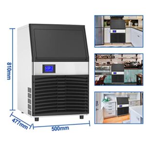 Commercial Grade Ice Maker Machine - 450W 80-90LBS/24H with 40LBS Bin, Full Heavy Duty Stainless Steel Construction, Freestanding Automatic Clear Cube Ice Making Machine for Home Bar