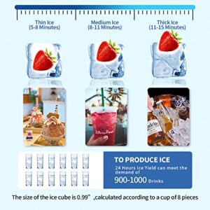 Commercial Grade Ice Maker Machine - 450W 80-90LBS/24H with 40LBS Bin, Full Heavy Duty Stainless Steel Construction, Freestanding Automatic Clear Cube Ice Making Machine for Home Bar