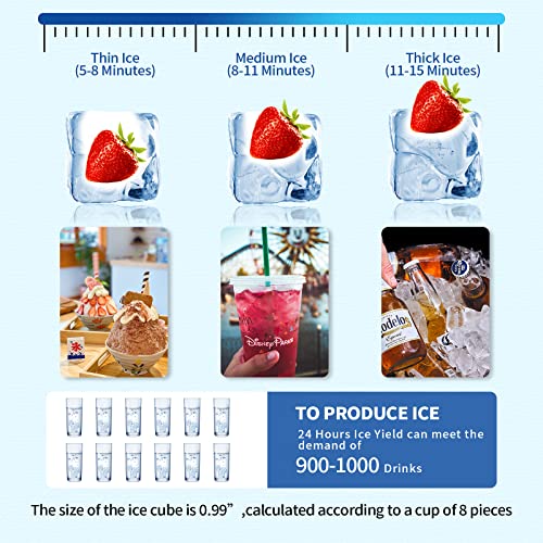 Commercial Grade Ice Maker Machine - 450W 80-90LBS/24H with 40LBS Bin, Full Heavy Duty Stainless Steel Construction, Freestanding Automatic Clear Cube Ice Making Machine for Home Bar