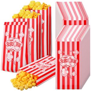 sherr 300 pieces paper popcorn bags bulk 2 oz grease proof popcorn holders disposable popcorn accessories vintage red and white striped design for popcorn machine movie night theater carnival supplies