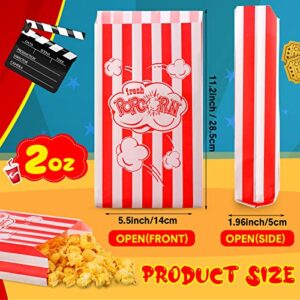 Sherr 300 Pieces Paper Popcorn Bags Bulk 2 oz Grease Proof Popcorn Holders Disposable Popcorn Accessories Vintage Red and White Striped Design for Popcorn Machine Movie Night Theater Carnival Supplies