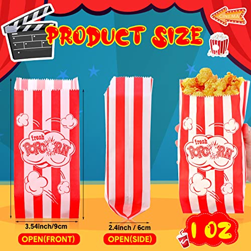 Sherr 500 Pcs Paper Popcorn Bags Disposable Popcorn Bags Individual Servings 1 oz Red and White Paper Bags Popcorn Machine Accessories Small Popcorn Bag for Movie Nights, Concessions, Birthday Party