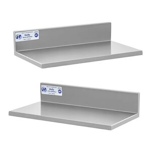 hally stainless steel wall shelf 8.6 x 16 inches 44 lb, nsf commercial heavy duty wall mount floating shelving for restaurant, kitchen, home, hotel and bar, 2 pack