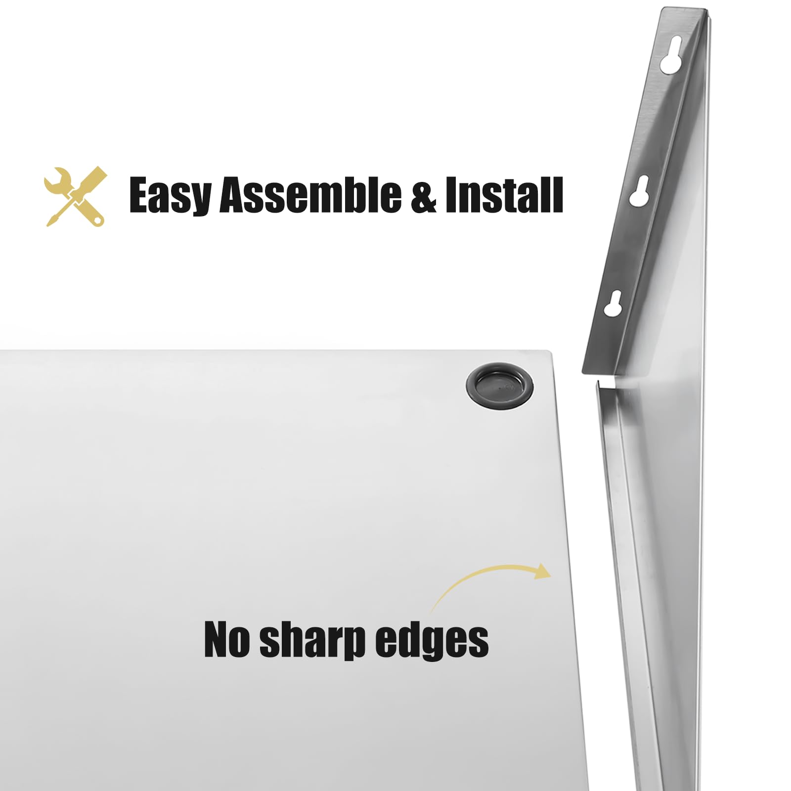 Hally Stainless Steel Microwave Shelf 24"x24" 200 lb, NSF Commercial Heavy Duty Metal Appliance Wall Mount Floating Shelving for Restaurant, Kitchen, Bar, Home and Hotel