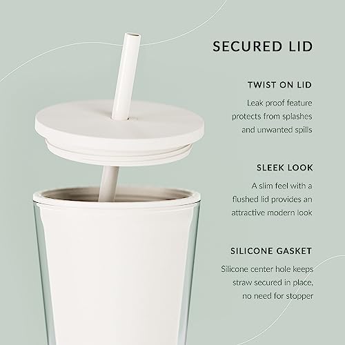 Maars Classic Acrylic Tumbler with Lid and Straw | 16oz Premium Insulated Iced Coffee Cups, Double Wall Reusable Plastic Cups - Clear, 2 Pack