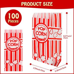 SUPWISER 100 Pcs Popcorn Bags, 1 Oz Movie Night Paper Popcorn Bags Bulk Individual Servings for Popcorn Machine Kitchen Party Movie Theater, Carnival Party, Decorations Supplies (100)